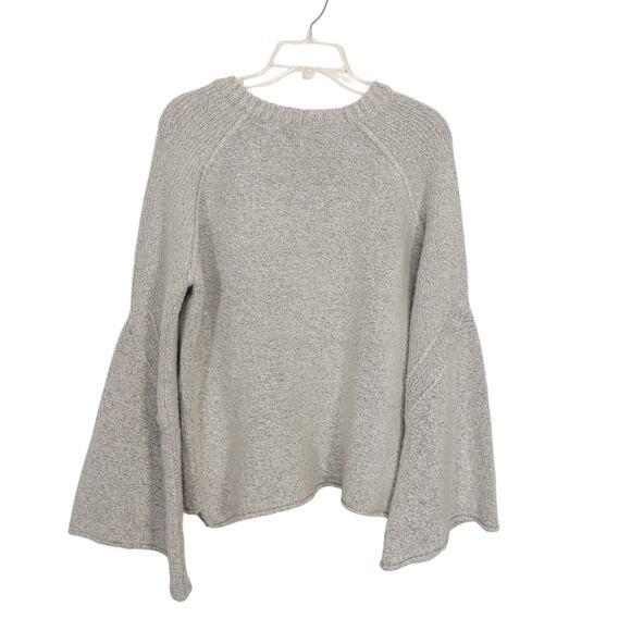 Free People Sweater Lovely Lines Bell Sleeve Gray V-Neck Sz XS - Picture 5 of 15